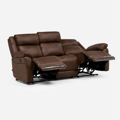 SOFA RECLINABLE ASCOTT 3 CUERPOS MANUAL CUERO PU CHOCOLATE - 4