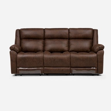 SOFA RECLINABLE ASCOTT 3 CUERPOS MANUAL CUERO PU CHOCOLATE - 5