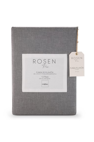 FUNDA PLUMON ROSEN ALGODON PURE NEW LANIN 1,5 PLAZAS GRIS - 6