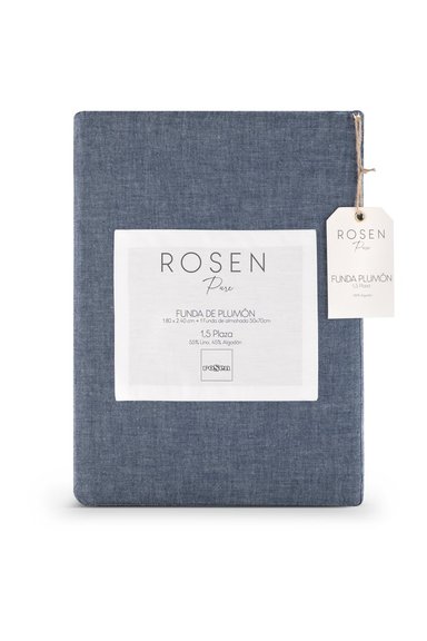 FUNDA PLUMON ROSEN ALGODON PURE NEW LANIN 1,5 PLAZAS DENIM - 6
