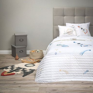 CUBRECAMA ROSEN ALGODÓN BLANCO ESTAMPADO KIDS UNIVERSO 1.5 PLAZAS - 1