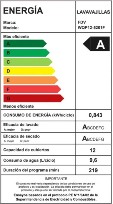 LAVAVAJILLAS FDV ACTIVE FS 12 CUBIERTOS COLOR BLANCO - 9