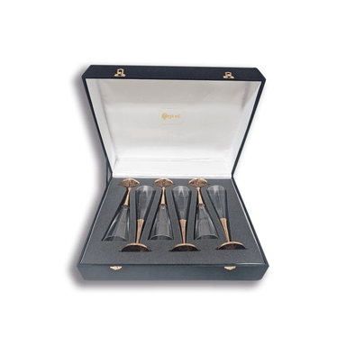 SET 6 COPAS ESPUMANTE CON PIE DE COBRE PERFECT CLASS - 1