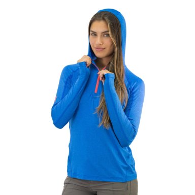 POLERA DRY FIT HW SPX C/ GORRO MANGA LARGA MUJER ELEC BLUE - 5