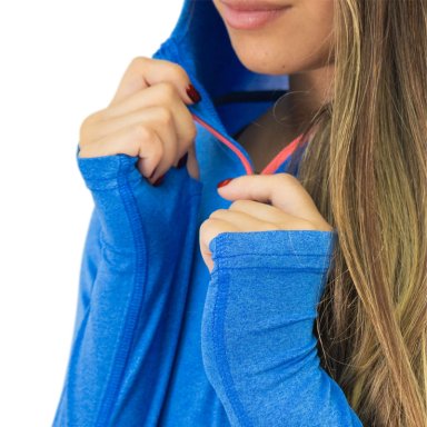 POLERA DRY FIT HW SPX C/ GORRO MANGA LARGA MUJER ELEC BLUE - 6