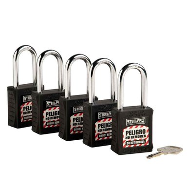 KIT STEELPRO DE 5 CANDADOS MK X10 NEGRO - 1