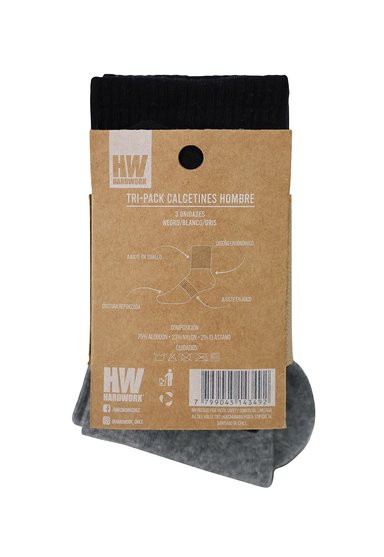 TRIPACK CALCETINES HW ALGODON TOBILLERO HOMBRE - 3