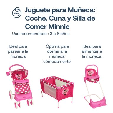 JUGUETE DISNEY PARA MUÑECA COCHE CUNA Y SILLA DE COMER MINNIE - 4