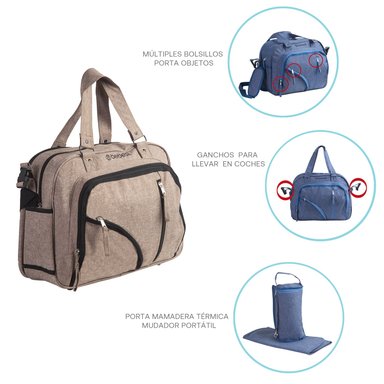 BOLSO BEBESIT MATERNAL MUDADOR PAÑALERA MELANGE GRIS - 6