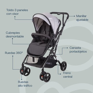 COCHE CUNA TRAVEL SYSTEM VOX GRIS - 6