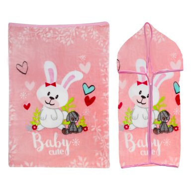 SACO BEBESIT CONEJO ROSA CON BROCHE - 1