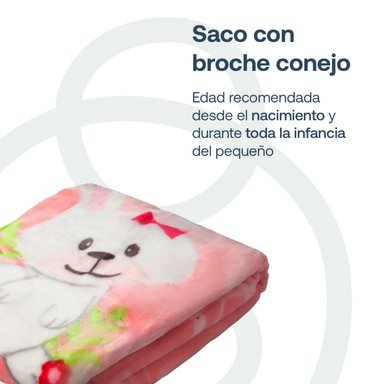 SACO BEBESIT CONEJO ROSA CON BROCHE - 2
