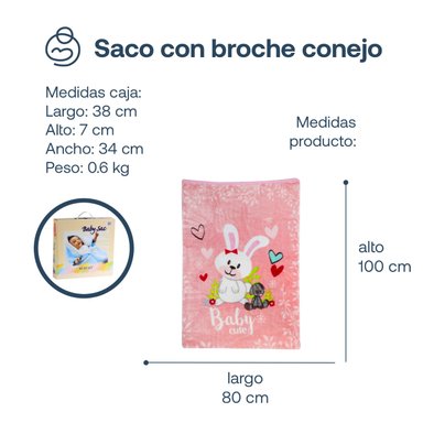 SACO BEBESIT CONEJO ROSA CON BROCHE - 7