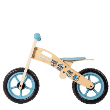 BICICLETA DE EQUILIBRIO APRENDIZAJE MADERA ROBOT CELESTE BEBESIT - 3
