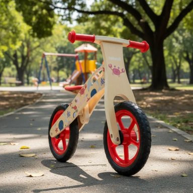 BICICLETA DE EQUILIBRIO APRENDIZAJE MADERA OCE ANO ROJO BEBESIT - 2