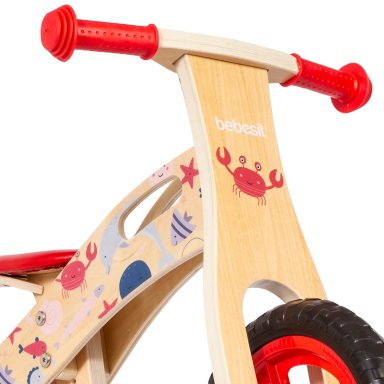 BICICLETA DE EQUILIBRIO APRENDIZAJE MADERA OCE ANO ROJO BEBESIT - 7