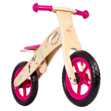 BICICLETA DE EQUILIBRIO APRENDIZAJE MADERA FLAMENCO ROSA BEBESIT - 1
