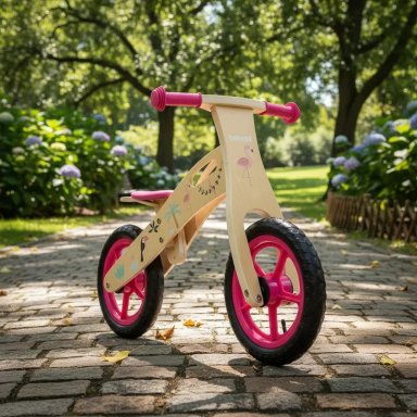 BICICLETA DE EQUILIBRIO APRENDIZAJE MADERA FLAMENCO ROSA BEBESIT - 2
