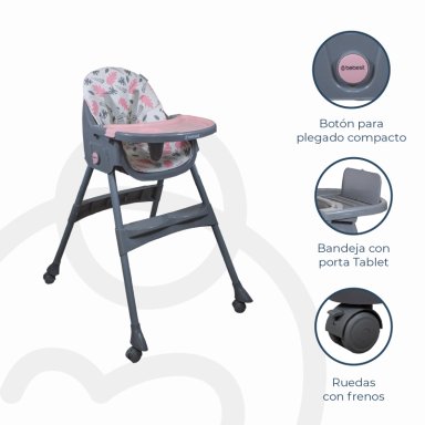 SILLA DE COMER STEPS ROSADA BEBESIT - 8