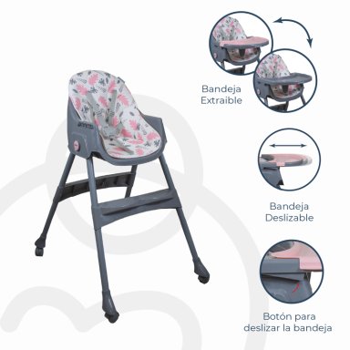 SILLA DE COMER STEPS ROSADA BEBESIT - 9