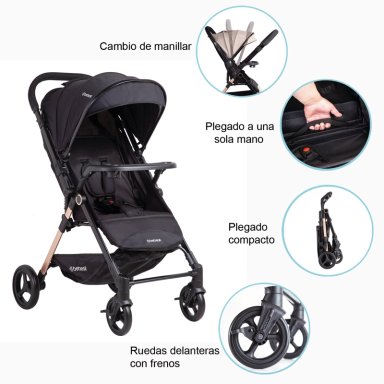 COCHE DE PASEO CITY REVERSIBLE CON BANDEJA NEGRO - 9
