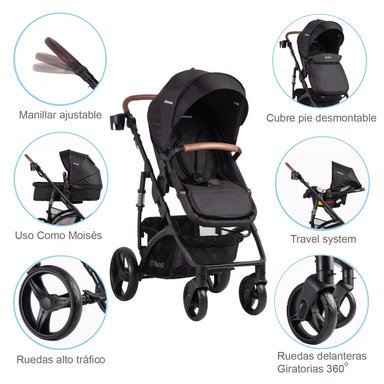 COCHE CUNA BEBESIT TRAVEL SYSTEM QUEST LX NEGRO - 7