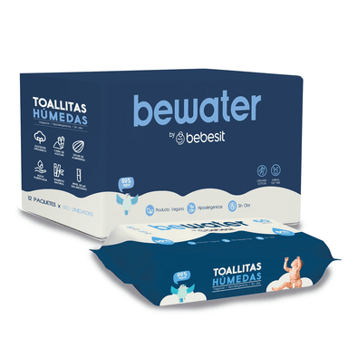 WIPES TOALLAS HÚMEDAS BEWATER BEBESIT - CAJA 12X60 UNIDADES - 1