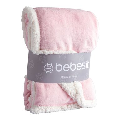 MANTA BEBESIT SHERPA ROSA BEBE HIPOALERGÉNICA 91X127 CM - 1