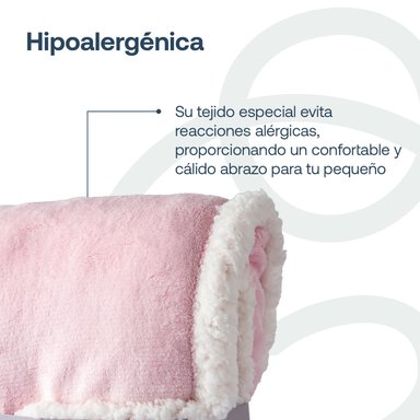 MANTA BEBESIT SHERPA ROSA BEBE HIPOALERGÉNICA 91X127 CM - 3