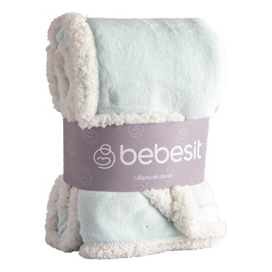 MANTA BEBESIT SHERPA CELESTE BEBE HIPOALERGÉNICA 91X127 CM - 1