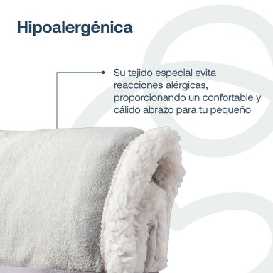MANTA BEBESIT SHERPA GRIS BEBE HIPOALERGÉNICA 91X127 CM - 3