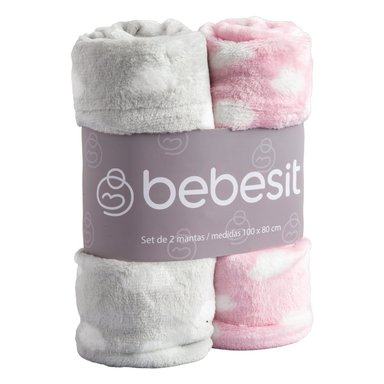 MANTAS BEBESIT ROSA BEBE HIPOALERGÉNICA 100X80 CM PACK X2 - 1