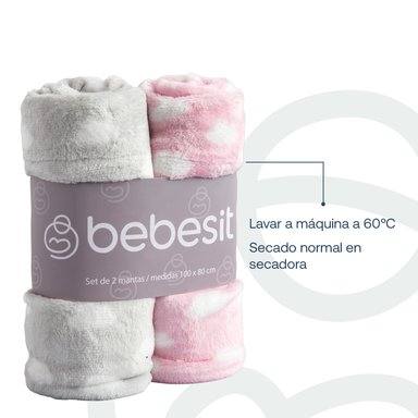 MANTAS BEBESIT ROSA BEBE HIPOALERGÉNICA 100X80 CM PACK X2 - 6