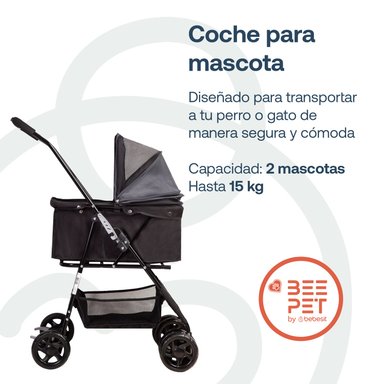 COCHE MASCOTAS PLEGABLE EASY PERRO GATO NEGRO BEEPET BEBESIT - 2