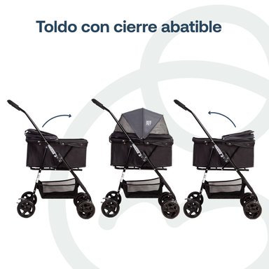COCHE MASCOTAS PLEGABLE EASY PERRO GATO NEGRO BEEPET BEBESIT - 5