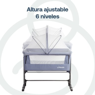 CUNA COLECHO BEBESIT ACERO AZUL CON MOSQUITERO MYSIDE LX - 6