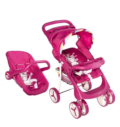 COCHE TRAVEL DE JUGUETE BEBESIT ROSADO PARA MUÑECA UNICORNIO - 1