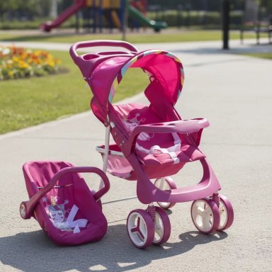 COCHE TRAVEL DE JUGUETE BEBESIT ROSADO PARA MUÑECA UNICORNIO - 2