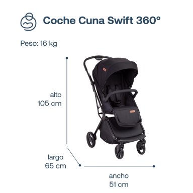 COCHE CUNA TRAVEL SYSTEM SWIFT 360 NEGRO - 6