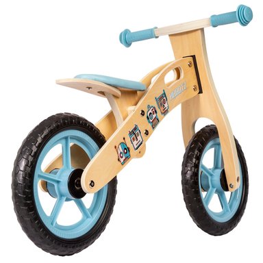 BICICLETA DE EQUILIBRIO APRENDIZAJE MADERA ROBOT CELESTE BEBESIT - 3