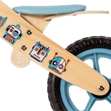 BICICLETA DE EQUILIBRIO APRENDIZAJE MADERA ROBOT CELESTE BEBESIT - 5