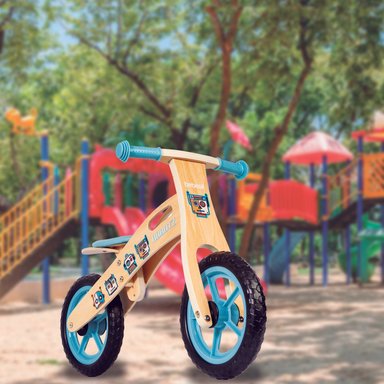 BICICLETA DE EQUILIBRIO APRENDIZAJE MADERA ROBOT CELESTE BEBESIT - 9