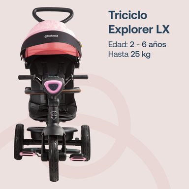 TRICICLO INFANTIL EXPLORER ROSADO BEBESIT - 2