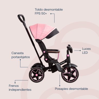 TRICICLO INFANTIL EXPLORER ROSADO BEBESIT - 4