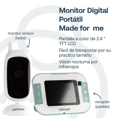 CÁMARA MONITOR PORTATIL BEBE LCD 2.4 VISIÓN NOCTURNA BEBESIT - 5