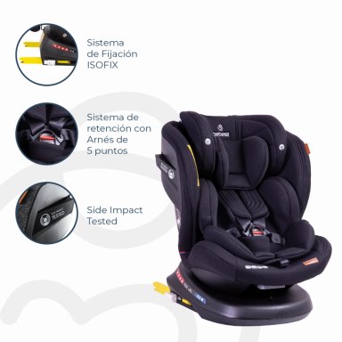 SILLA AUTO BEBESIT CONVERTIBLE ISOFIX SUPRA 360º PREMIUM NEGRO - 4