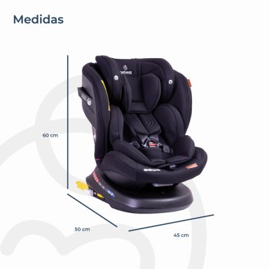 SILLA AUTO BEBESIT CONVERTIBLE ISOFIX SUPRA 360º PREMIUM NEGRO - 8