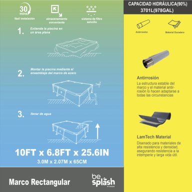 PISCINA ESTRUCTURAL BEBESIT CON FILTROSKIMMER 300X207X65 CM BESPLASH - 8