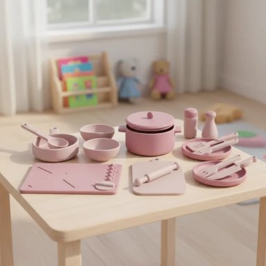 COCINA BEBESIT JUGUETE MONTESSORI SILICONA ROSADO - 2