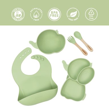 SET BEBESIT ALIMENTACIÓN ELEFANTE SILICONA VERDE - 6